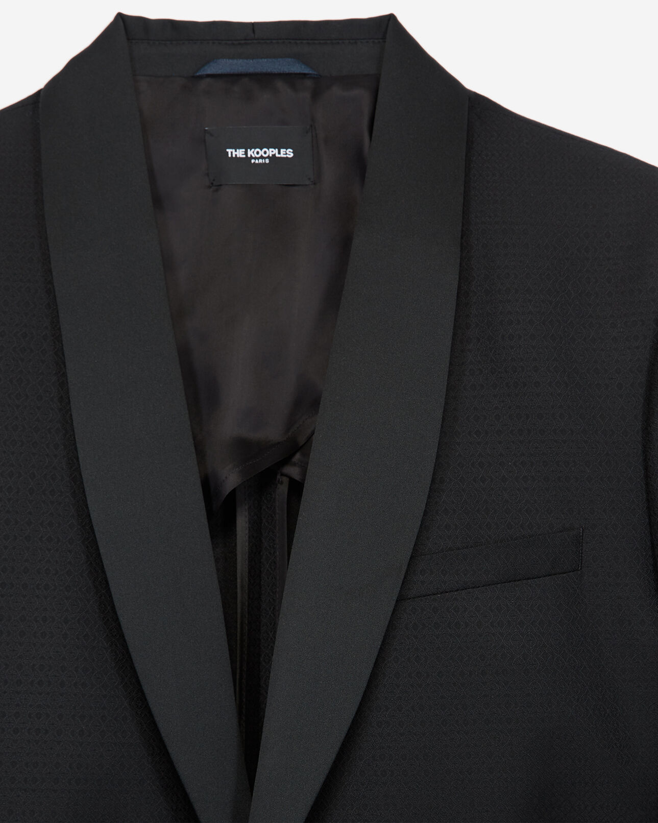 The Kooples HOMBRE BLACK chaqueta tipo kimono negra de lana con cuello chal y cinturón