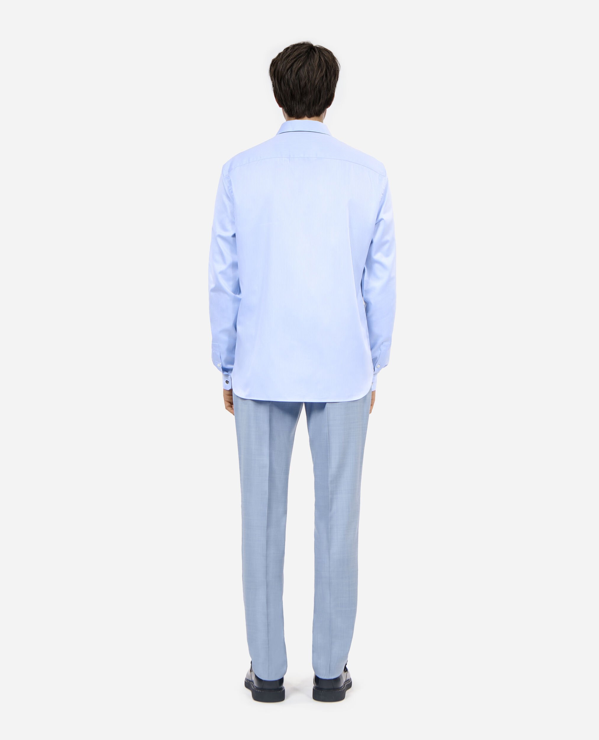 Blue herringbone striped formal shirt, BLUE WHITE, hi-res image number null