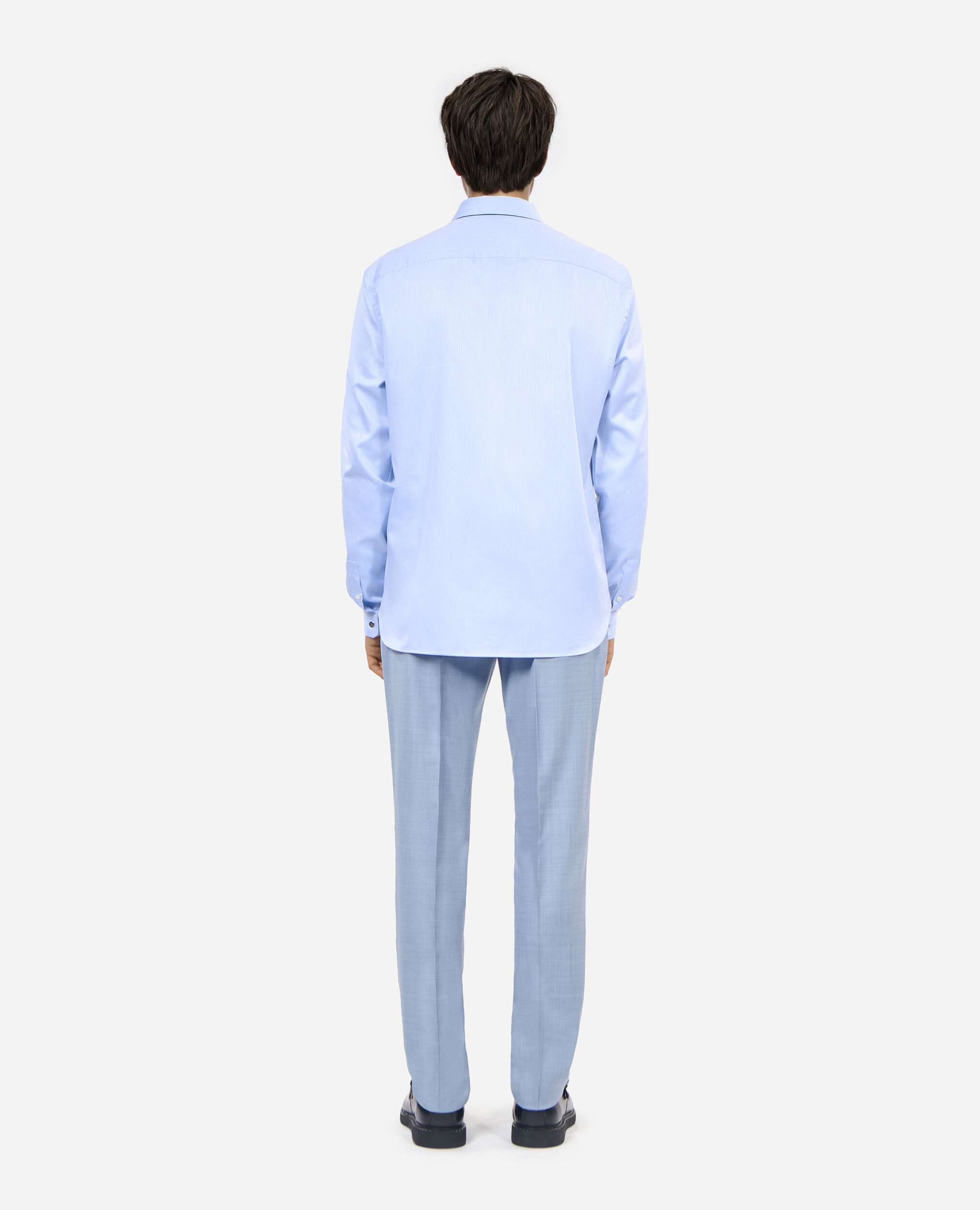 Blue herringbone striped formal shirt, BLUE WHITE, hi-res image number null