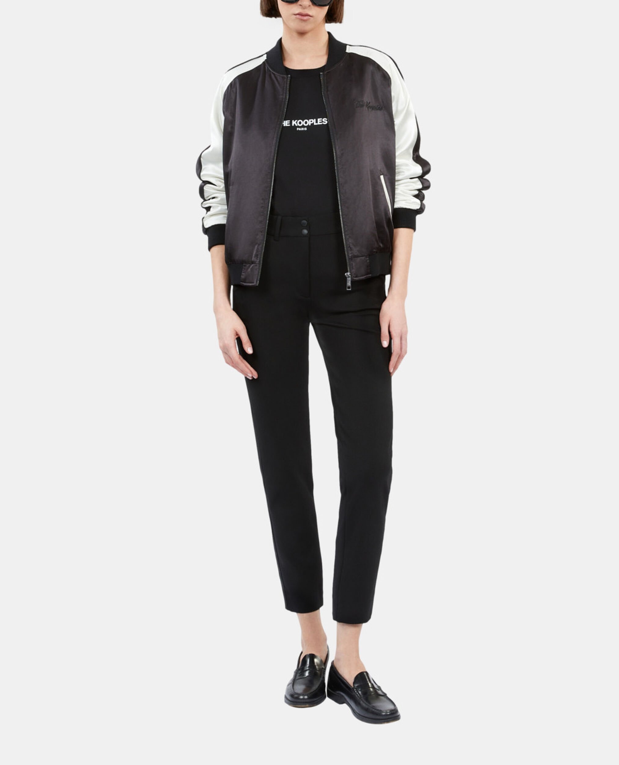 Blouson satiné noir et blanc, BLACK, hi-res image number null