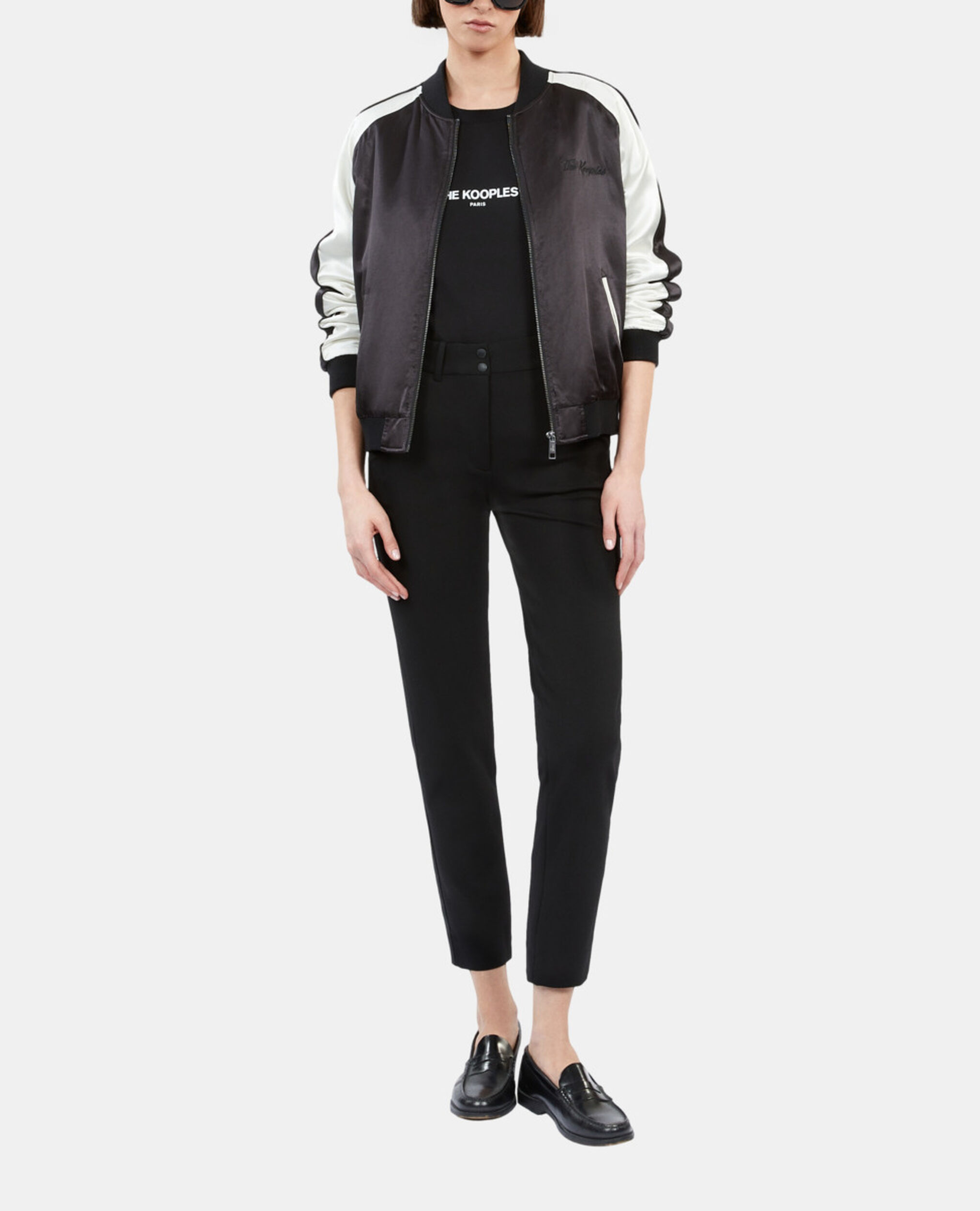 Blouson satiné noir et blanc, BLACK, hi-res image number null
