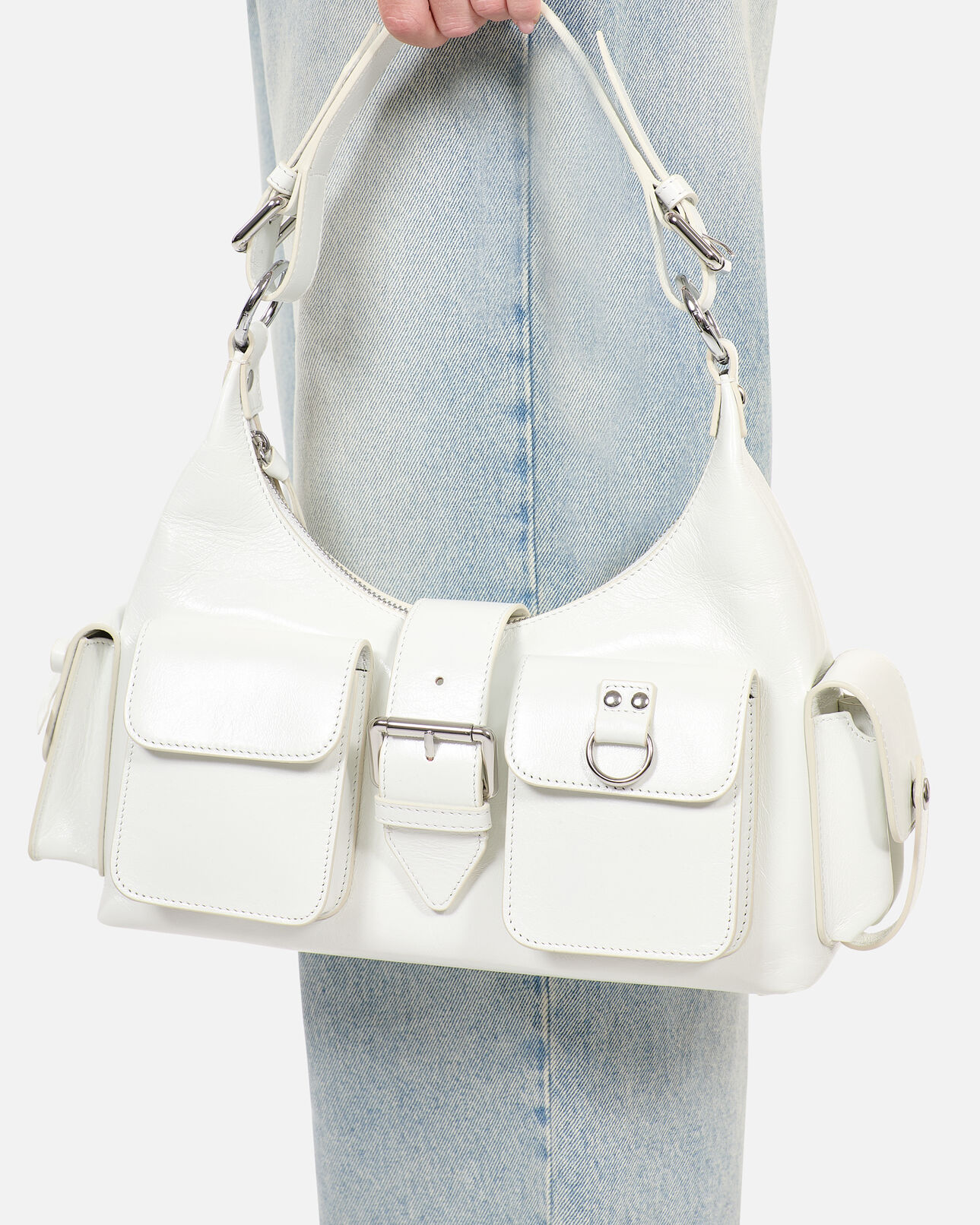 The Kooples WOMEN WHITE white vintage treatment leather amelia bag
