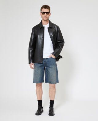 The Kooples HOMME MEDIUM BLUE short en denim avec cha&icirc;ne bleu