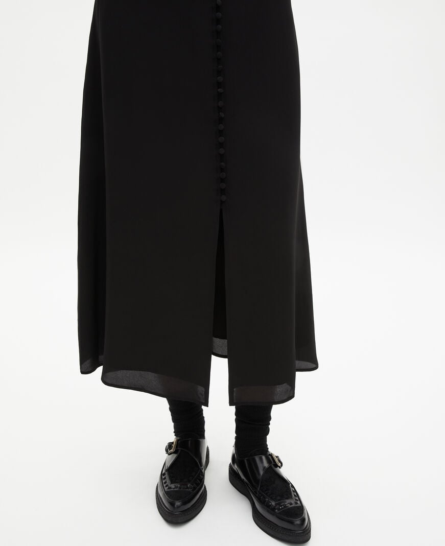 The Kooples FEMME BLACK jupe longue en soie noire