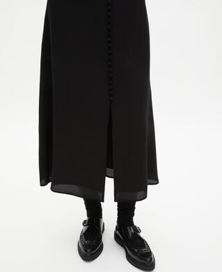 The Kooples FEMME BLACK jupe longue en soie noire