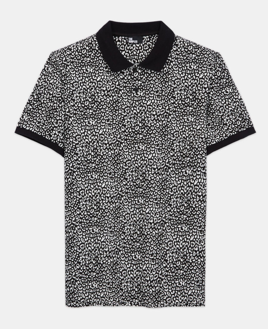 camisa polo leopardo negra