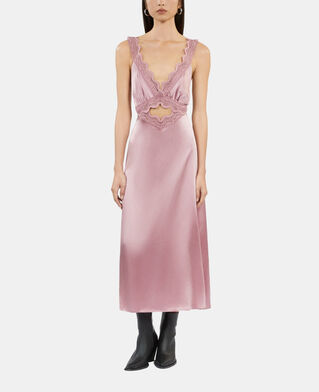 The Kooples F PINK WOOD long lilac slip dress with guipure