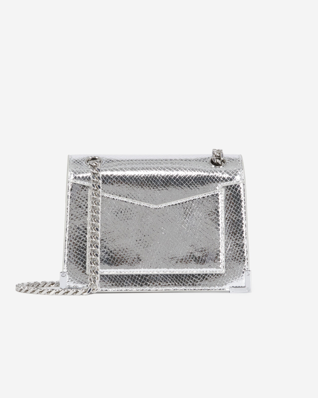 The Kooples WOMEN ANTIC SILVER emily chain bag in silver python-effect leather