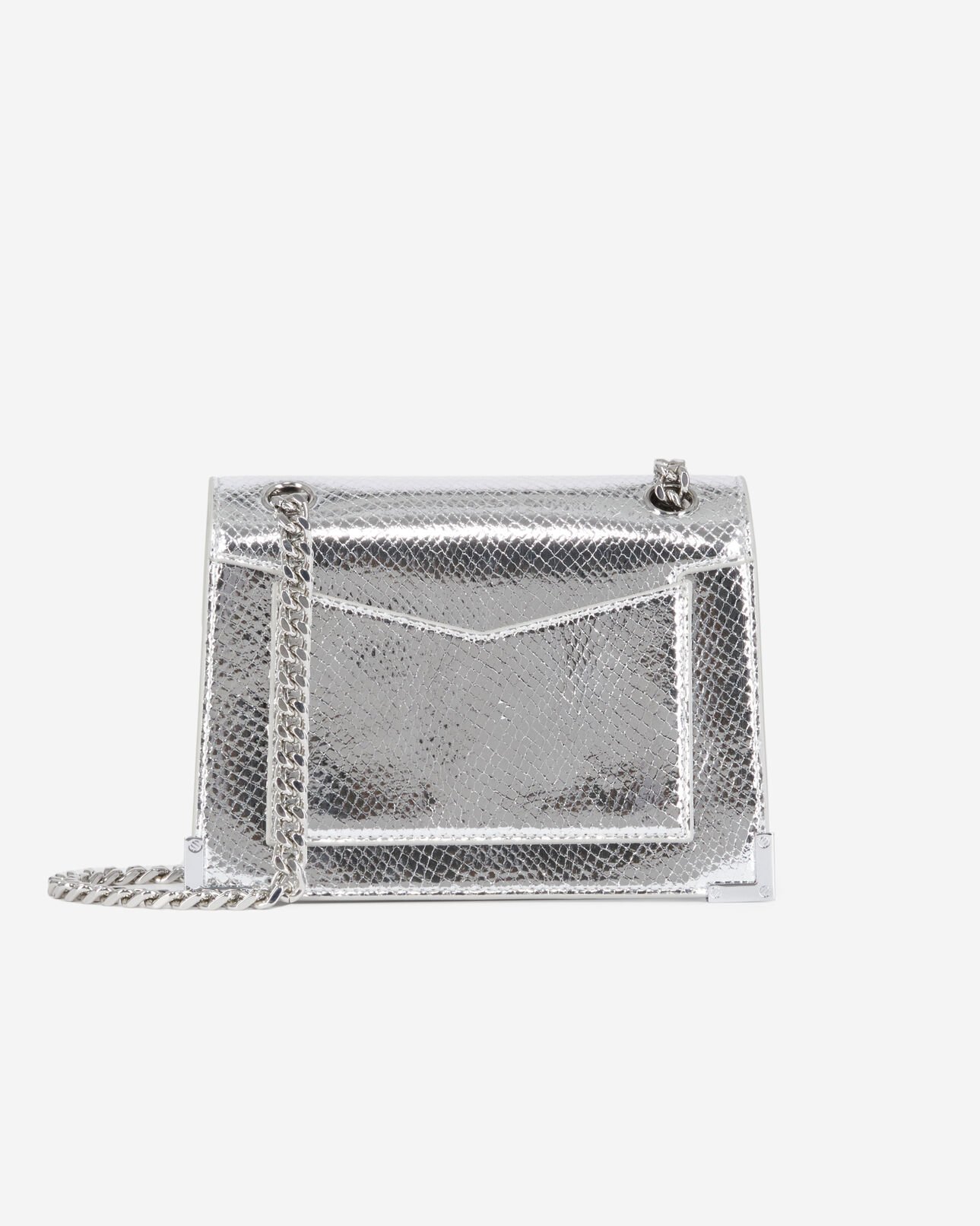 The Kooples WOMEN ANTIC SILVER emily chain bag in silver python-effect leather