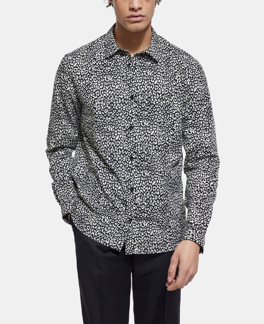 The Kooples HOMME BLACK WHITE chemise col classique léopard noire