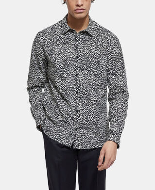 The Kooples HOMME BLACK WHITE chemise col classique léopard noire