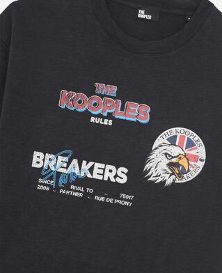 The Kooples HERREN BLACK WASHED t-shirt mit schwarzem siebdruck