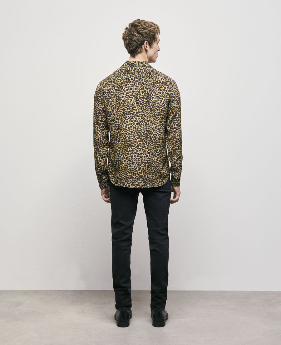 leopard print silk shirt with classic collar
