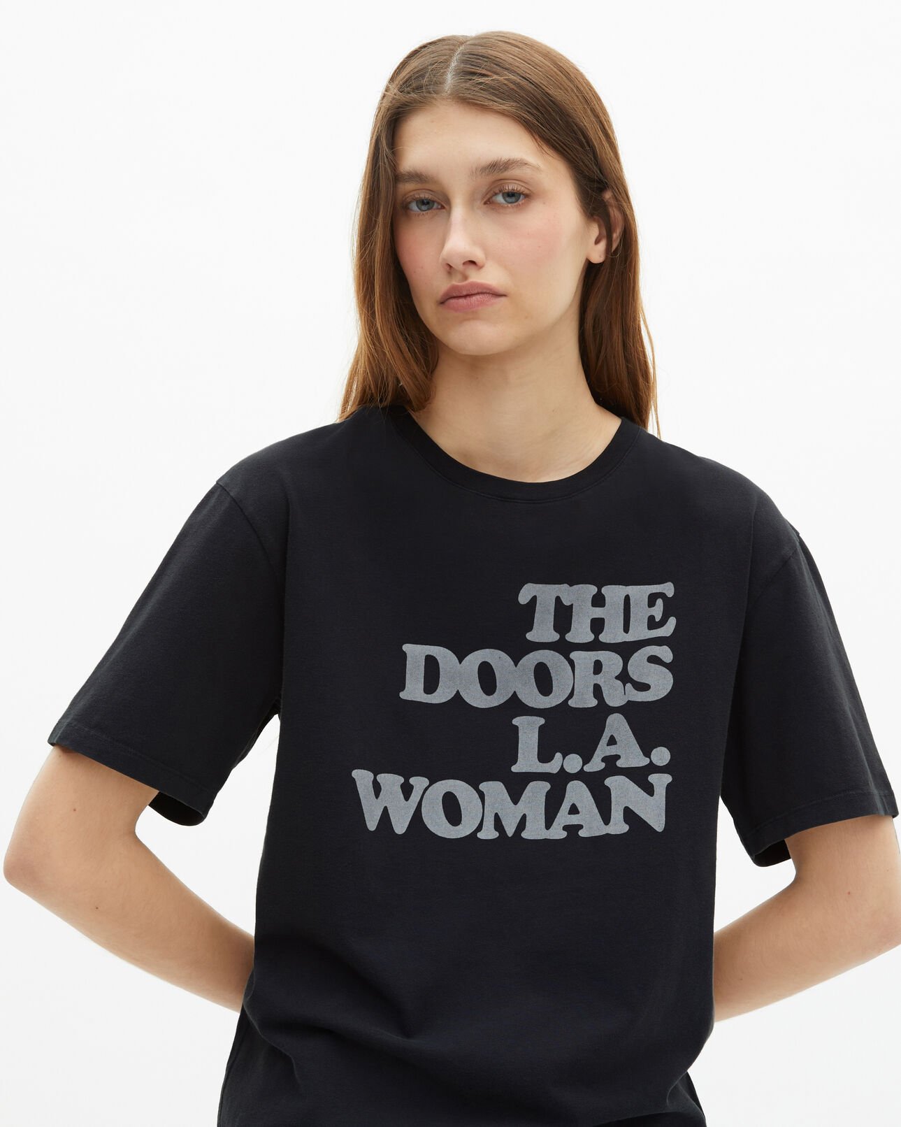 The Kooples M BLACK WASHED the doors x the kooples mixed t-shirt black