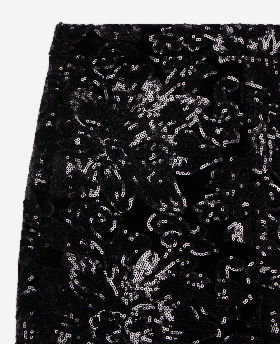 The Kooples F BLACK black velvet trousers with sequins