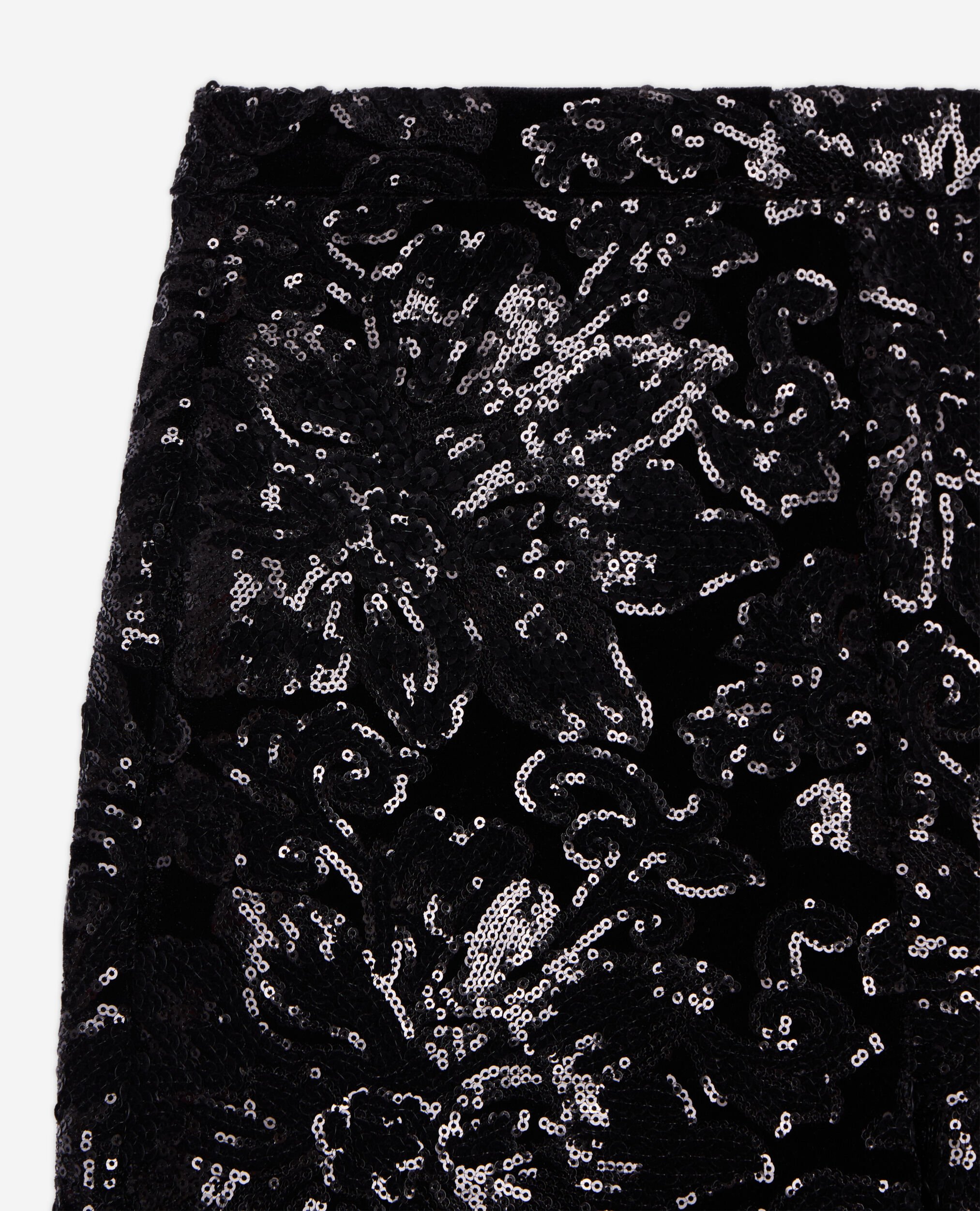 Black velvet trousers with sequins, BLACK, hi-res image number null