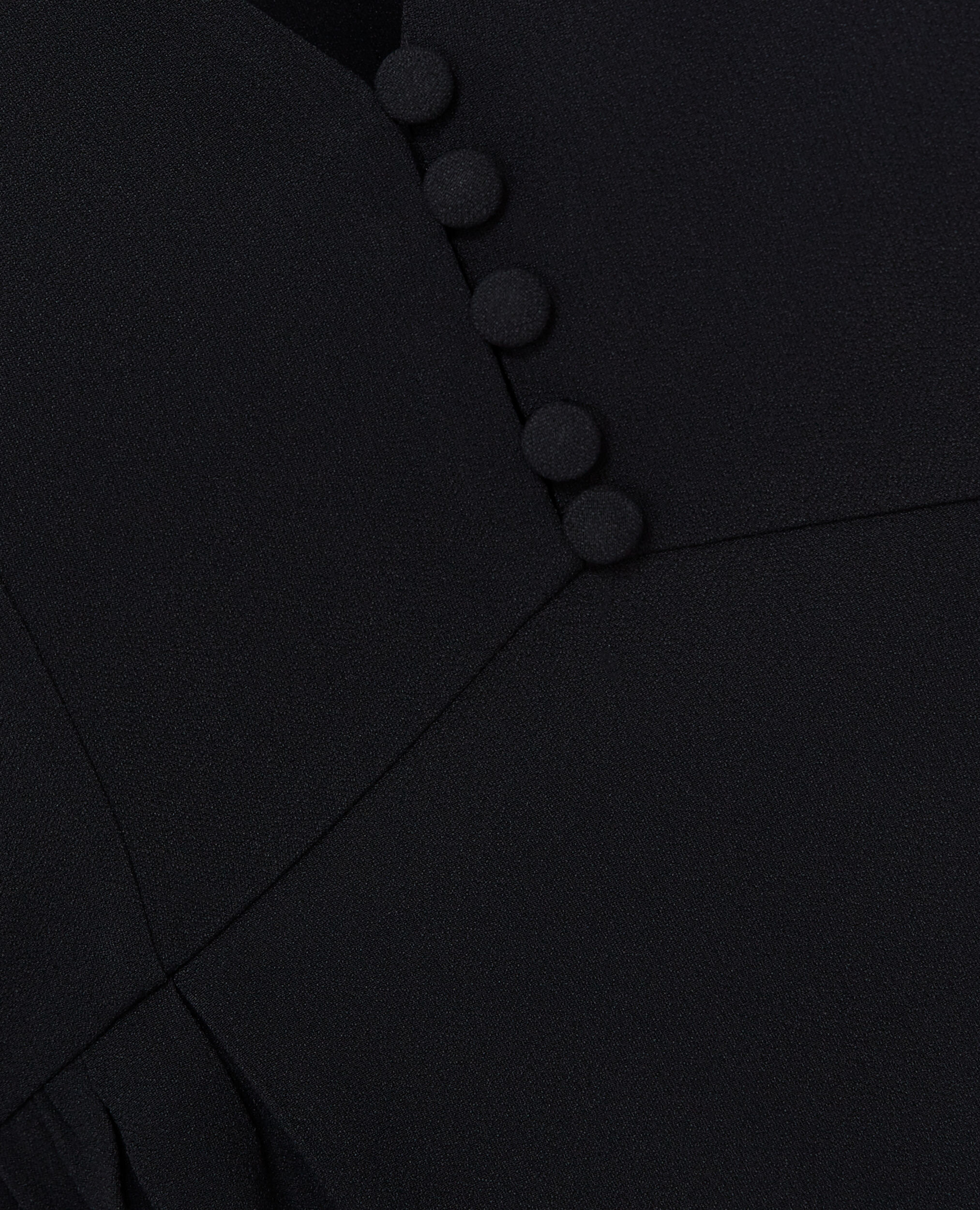 Top crêpe noir col V et manches volants, BLACK, hi-res image number null