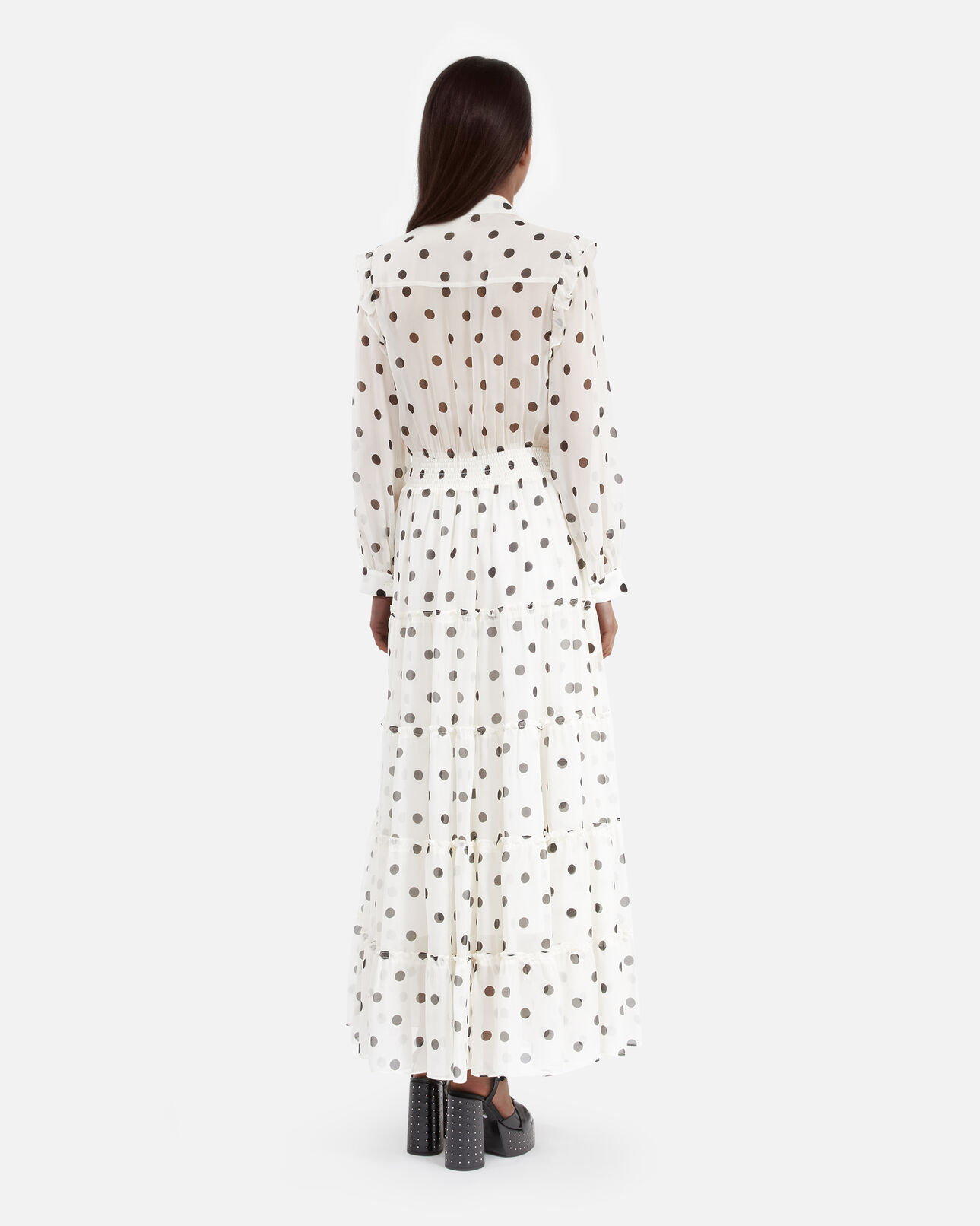 The Kooples MUJER WHITE / BLACK maxivestido blanco con lunares crudos