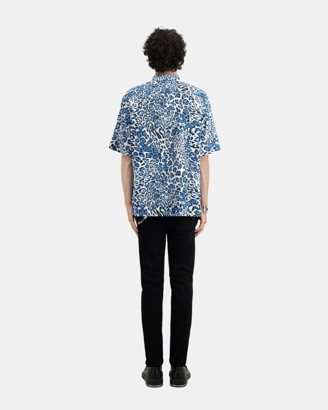 The Kooples HOMME BLUE WHITE chemise imprimée manches courtes en coton