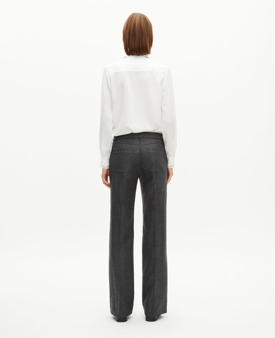 The Kooples WOMEN BLACK dark gray wool bootcut tailored pants