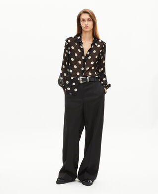 The Kooples DAMEN BLACK WHITE schwarzes gepunktetes hemd