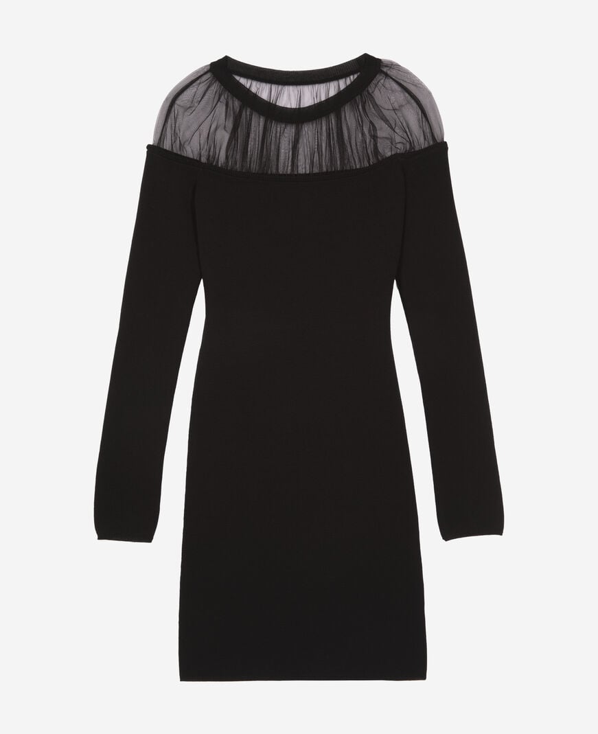 The Kooples FEMME BLACK robe courte à fronces noire