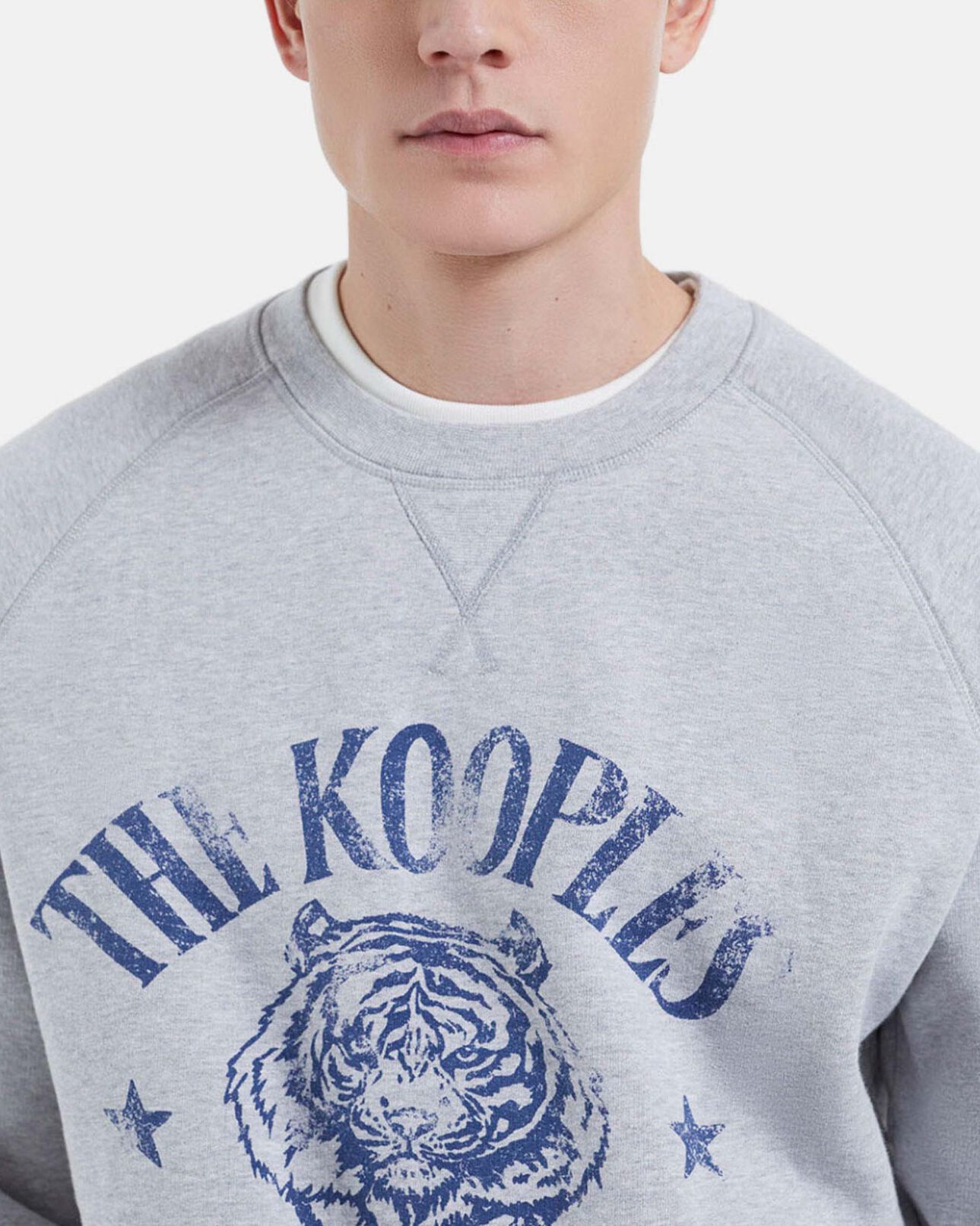 The Kooples MEN MIDDLE GREY MELANGE tiger sweatshirt
