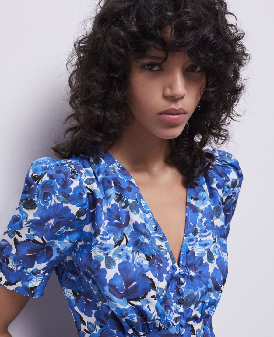 long printed dress with buttons