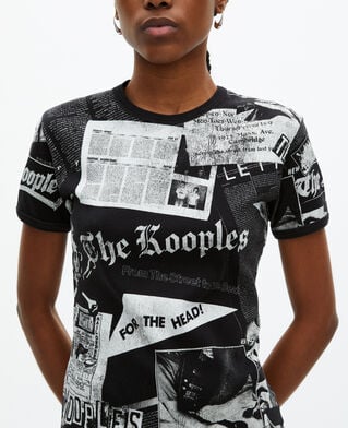 The Kooples WOMEN BLACK WASHED t-shirt with black and white screen print
