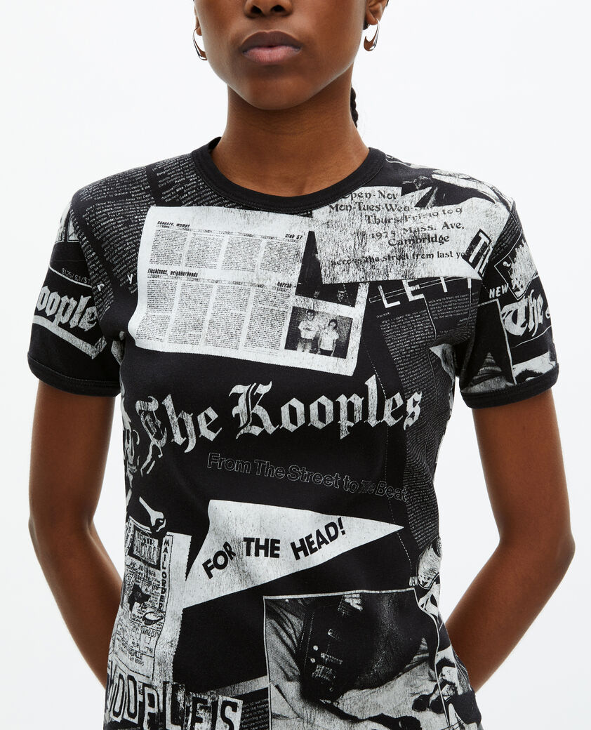 The Kooples FEMME BLACK WASHED t-shirt avec sérigraphie noir et blanc