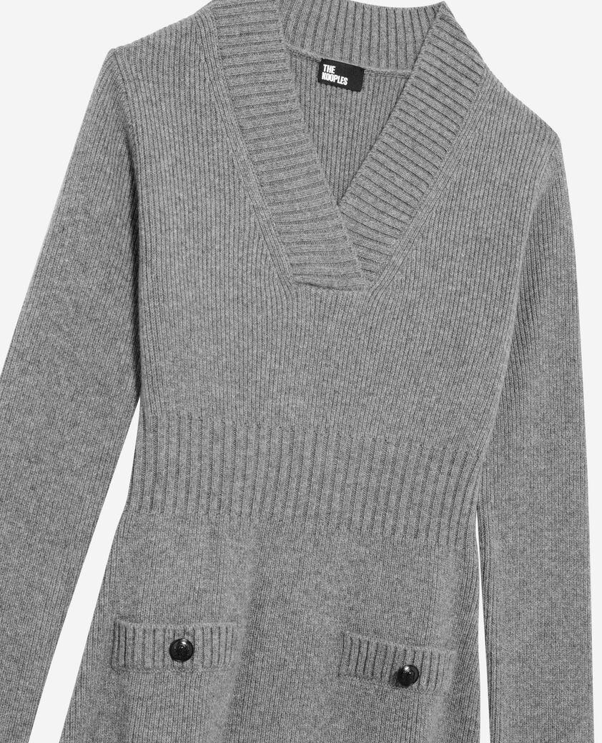 The Kooples FEMME LIGHT GREY robe longue en laine grise