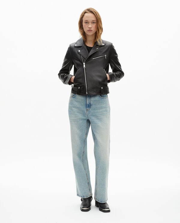 The Kooples WOMEN BLACK black leather biker jacket