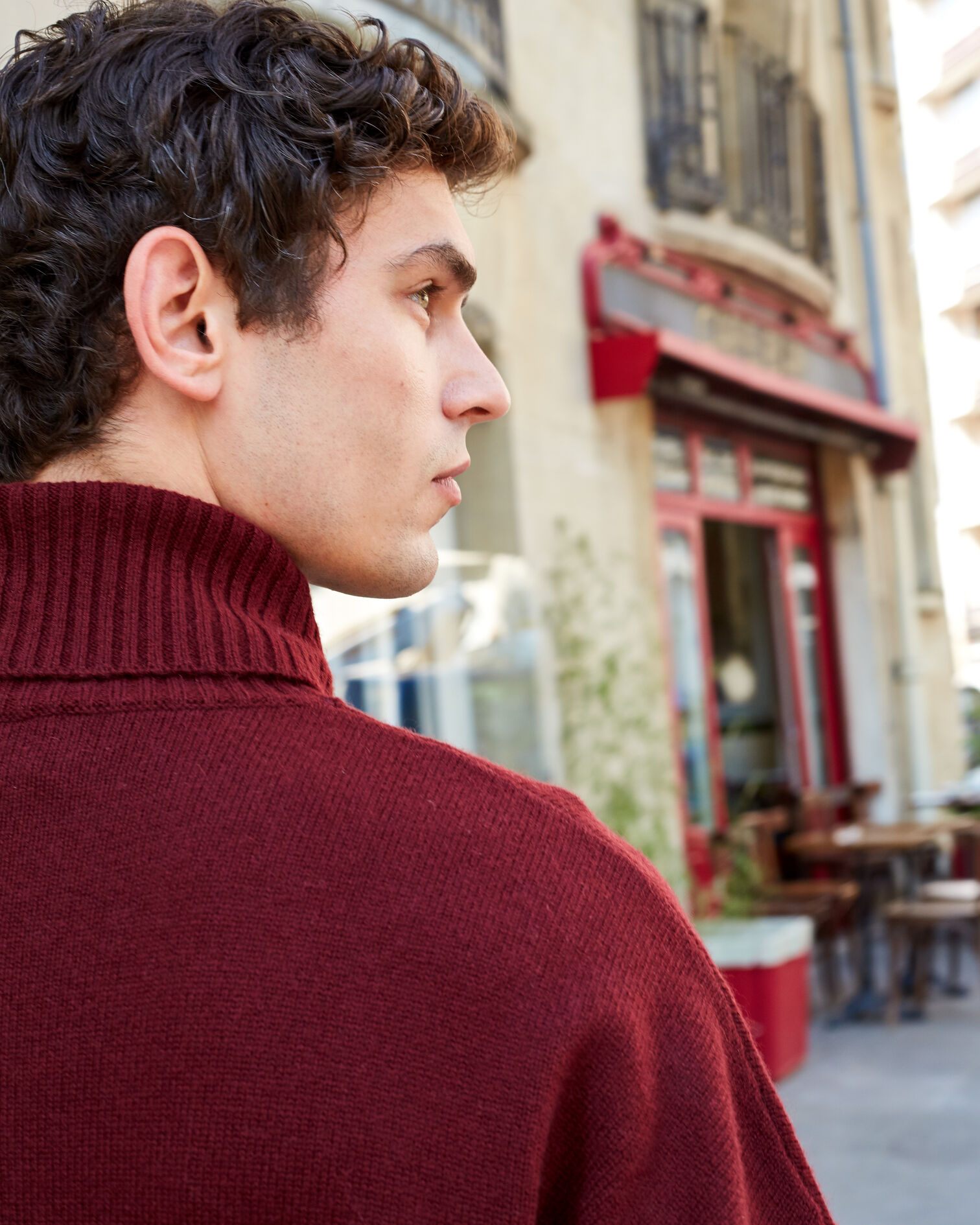 Burgundy wool and cashmere turtleneck jumper, BURGUNDY, hi-res image number null