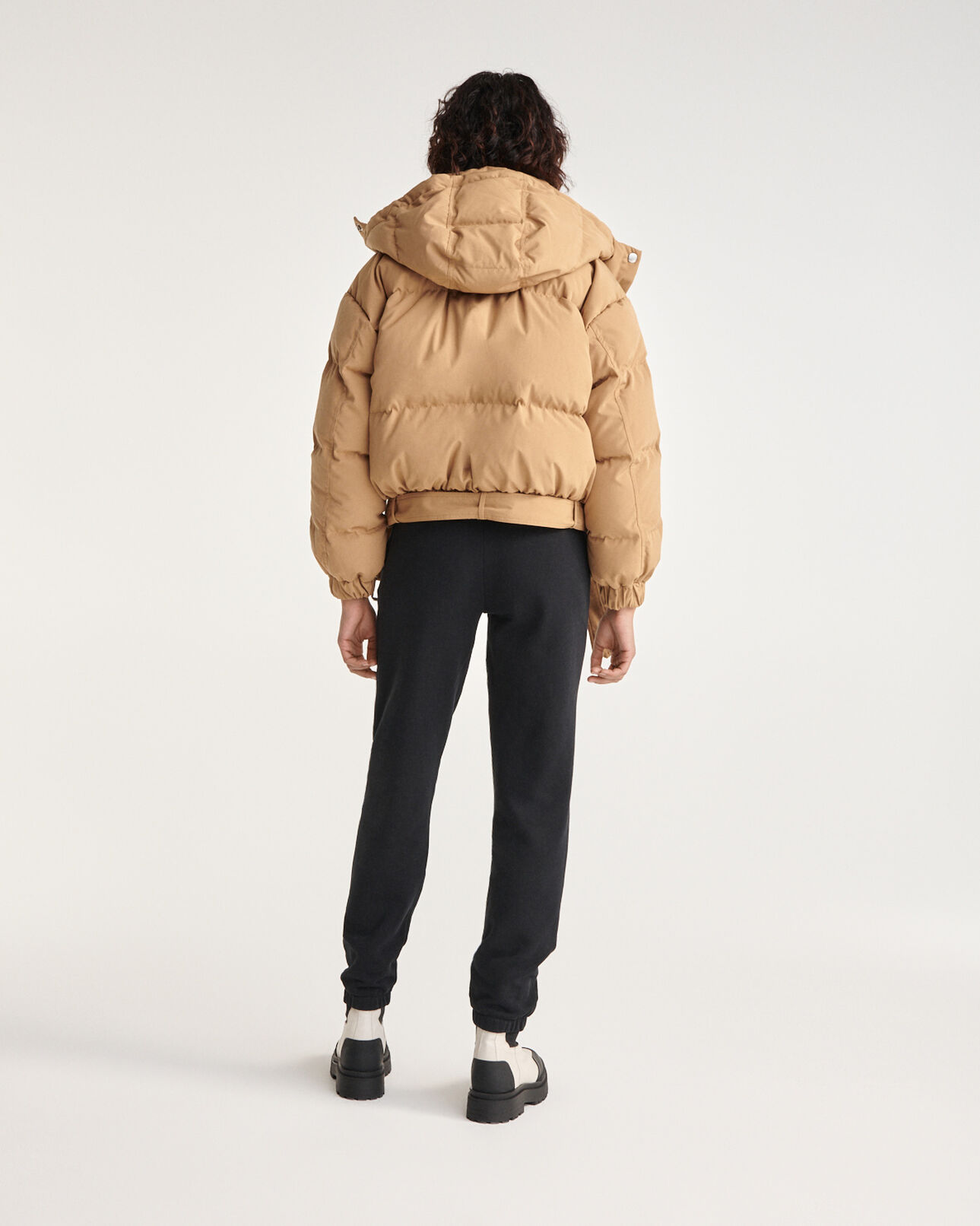 The Kooples F BEIGE quilted beige down jacket with belt