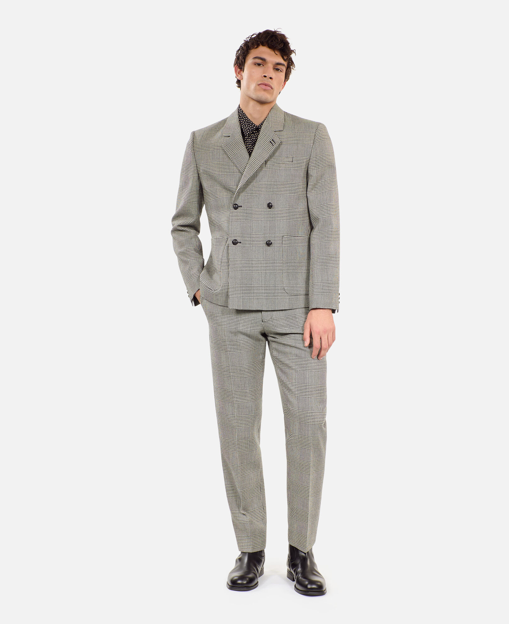 The Kooples MEN BLACK WHITE black and white houndstooth wool suit jacket