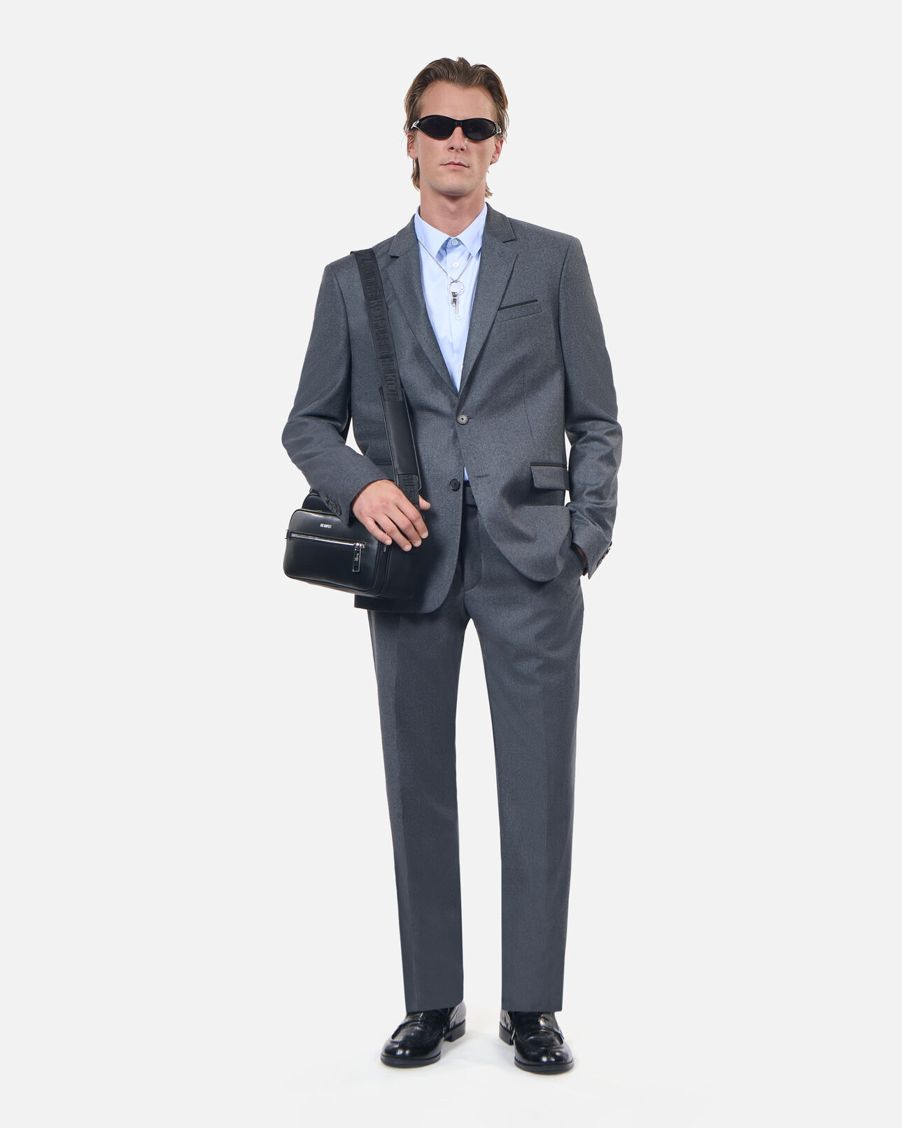 The Kooples HOMME LIGHT GREY MEL/WHITE veste de costume en flanelle grise