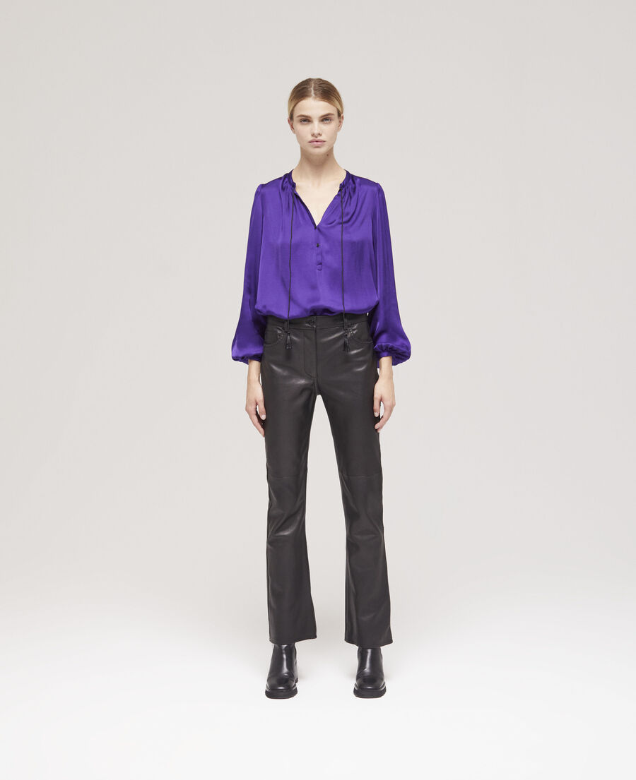 Leather-Like Flare Straight Luxe Black, Purple Door Boutique
