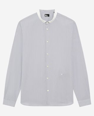 The Kooples HERREN WHITE / BLUE hemd mit offizierskragen und feinen streifen in hellblau