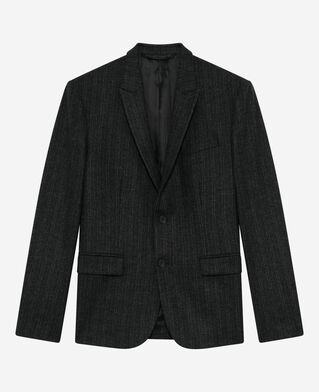 The Kooples HOMME PEARL GREY veste de costume droite à fines rayures gris foncé
