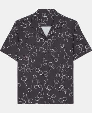 The Kooples MEN BLACK short-sleeved cherry printed shirt