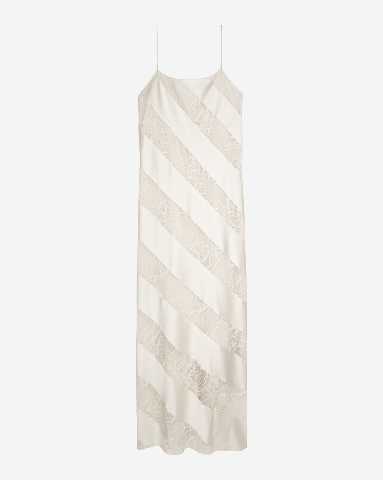 The Kooples WOMEN ECRU long ecru lace and silk babydoll dress
