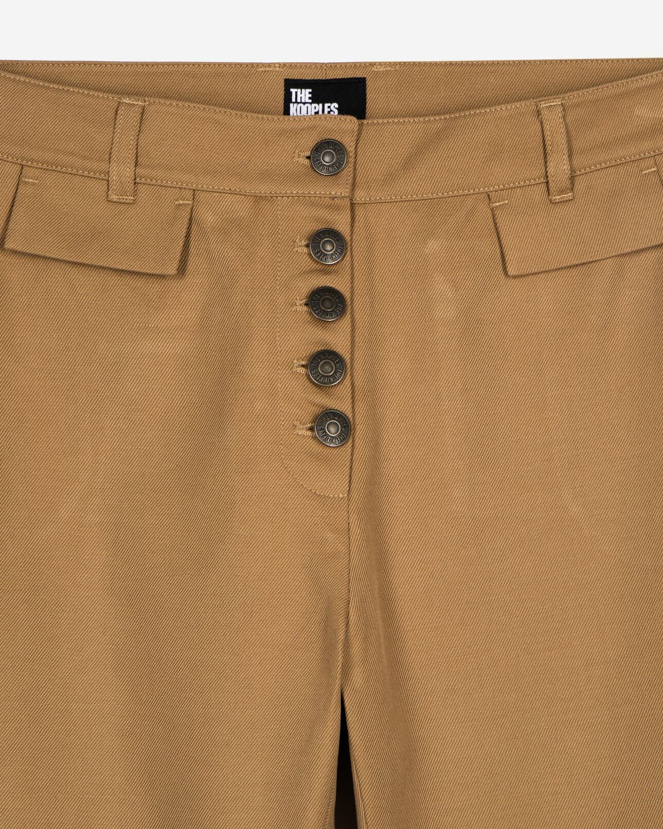 The Kooples WOMEN BEIGE flare pants in beige cotton and linen