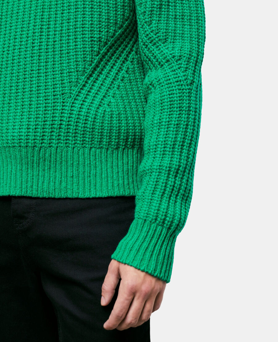 green knit sweater