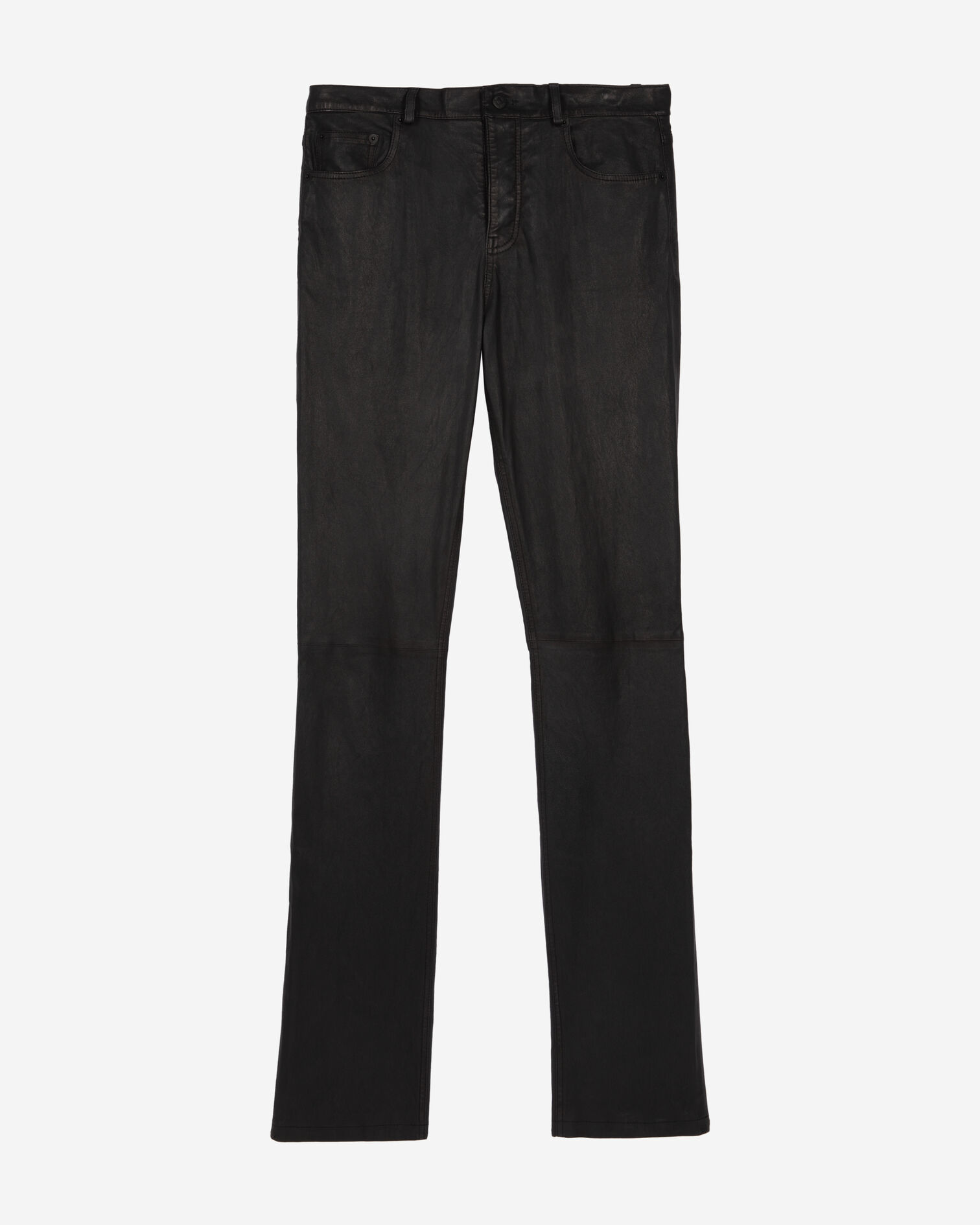 Pantalon slim en cuir noir, BLACK, hi-res image number null