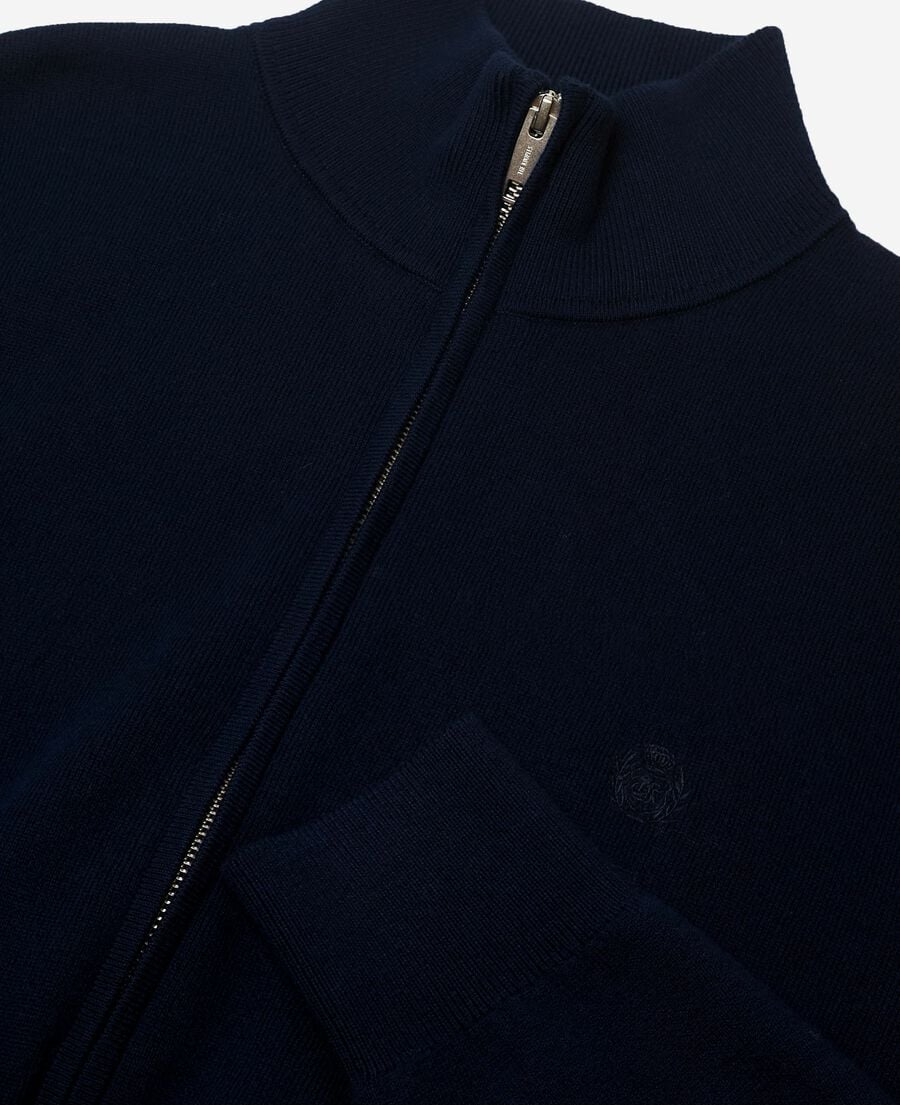 The Kooples HOMBRE NAVY cárdigan de lana de doble cara con cremallera azul marino