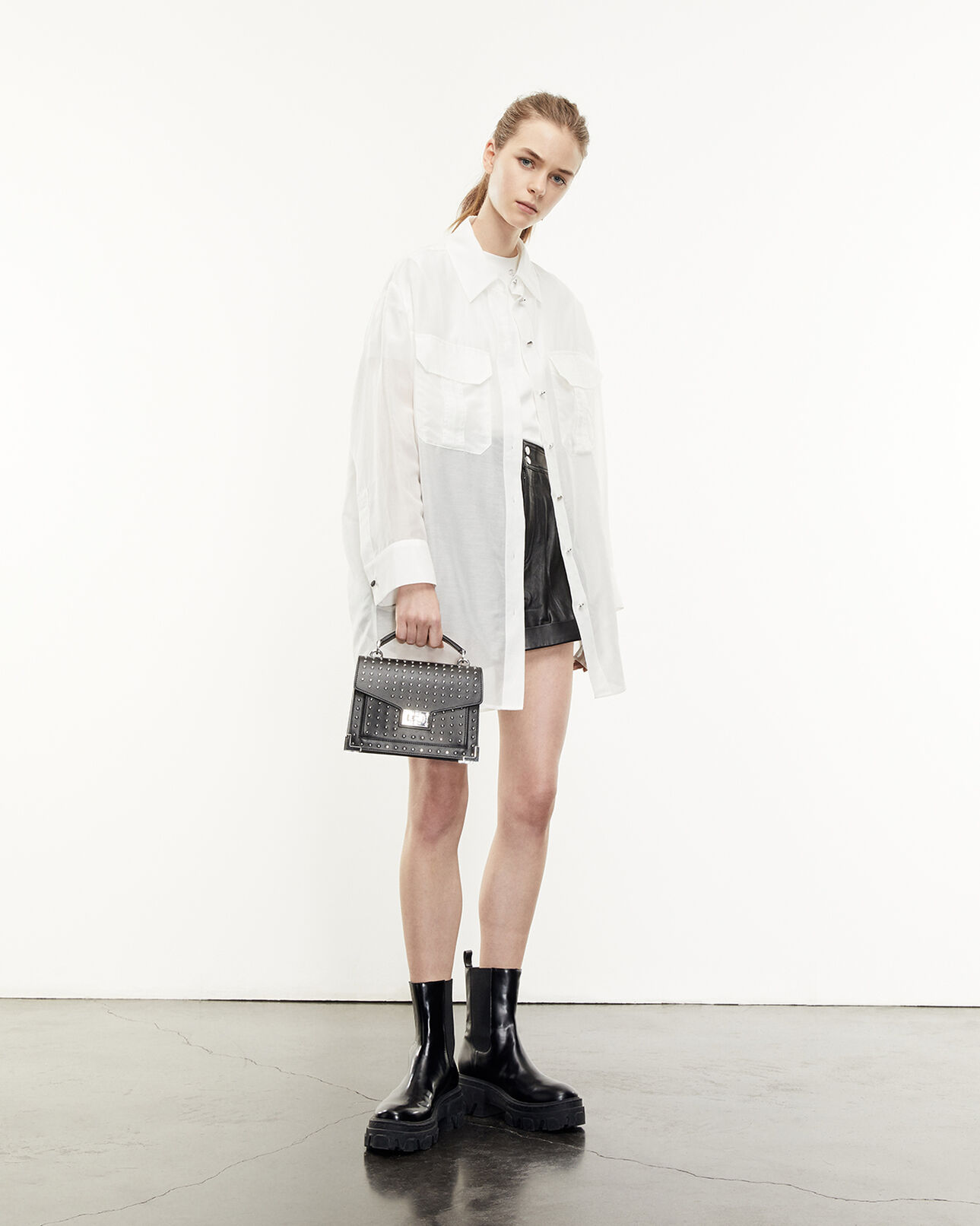 The Kooples WOMEN WHITE long white shirt with breast pockets