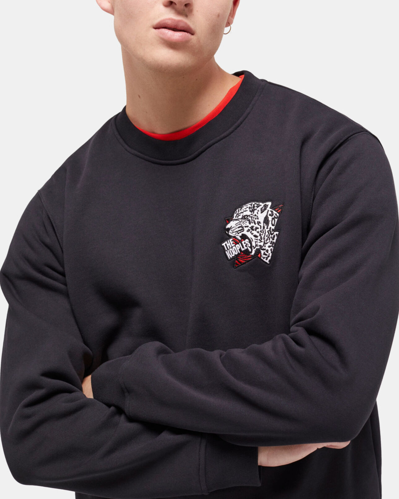 The Kooples H BLACK black logo sweatshirt with a tiger print
