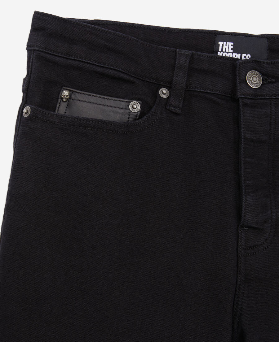 The Kooples MEN BLACK slim black jeans with leather pocket