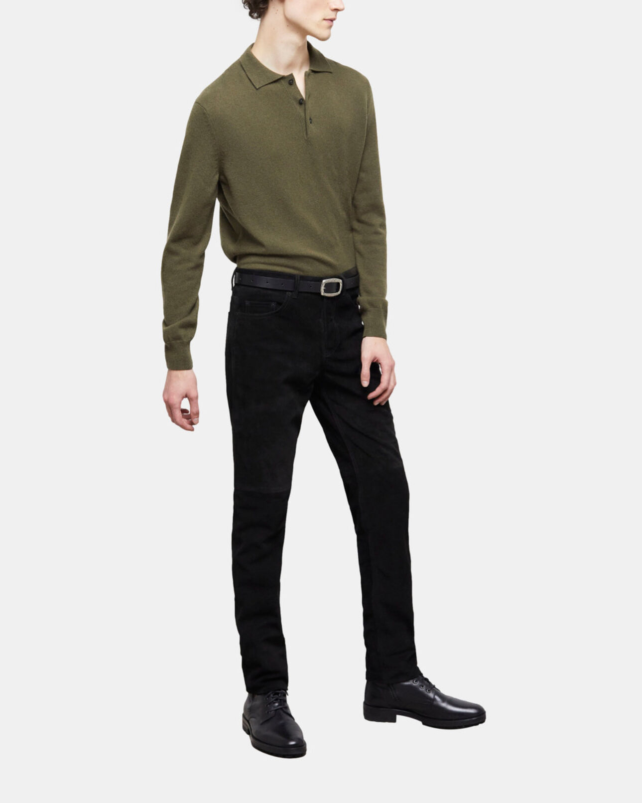 The Kooples MEN BLACK black suede leather pants
