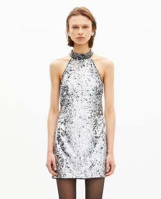 The Kooples F SILVER short dress in silver sequins